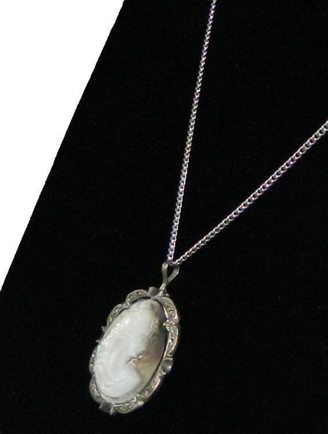 Vintage 1920s Italian Shell Cameo Pendant Necklace 800 Silver - Etsy