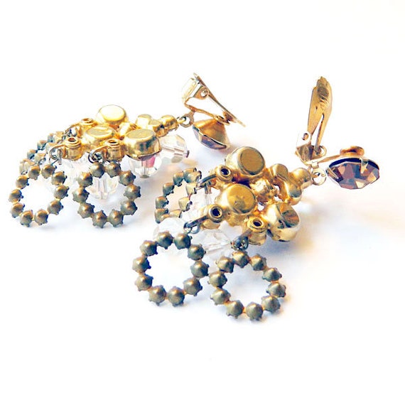 Vintage 1950s Amber Rhinestone and Aurora Boreali… - image 4