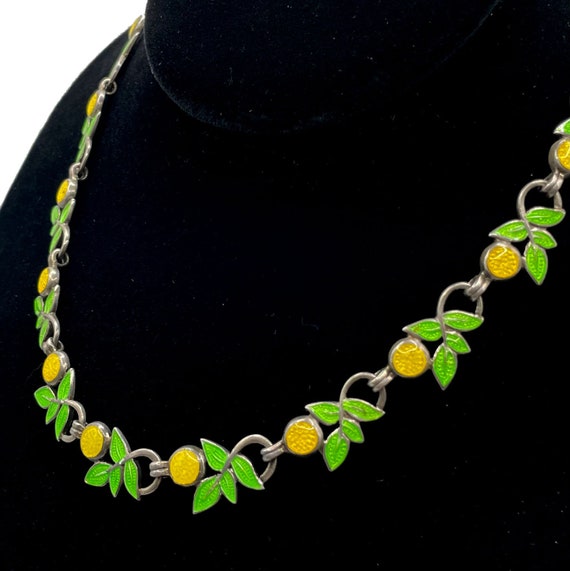 Vintage 1950s Margot De Taxco Enameled Sterling Silver Lemon