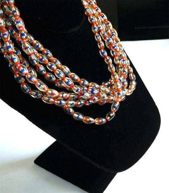 Vintage Multi Strand Glass Beaded Necklace - image 3