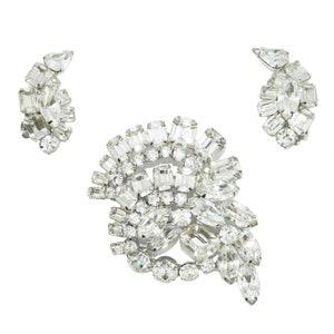 1950er Jahre Kramer Strass Brosche und Ohrring Set