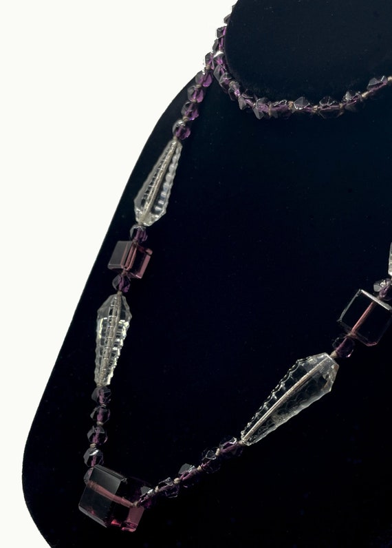 Vintage Purple Glass Beaded Necklace
