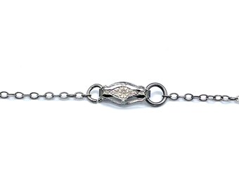 Collier Argent Sterling Art Déco Antique - Lapis Lazuli - Bijou Vintage Français