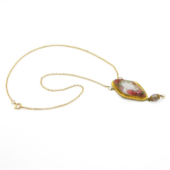 Vintage 1930s Art Glass Pendant Necklace - image 10