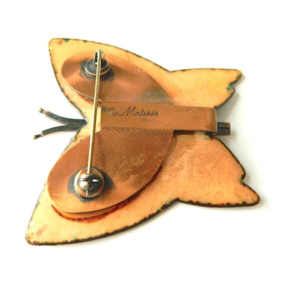 Vintage 1950s Matisse Enameled Copper Butterfly B… - image 4