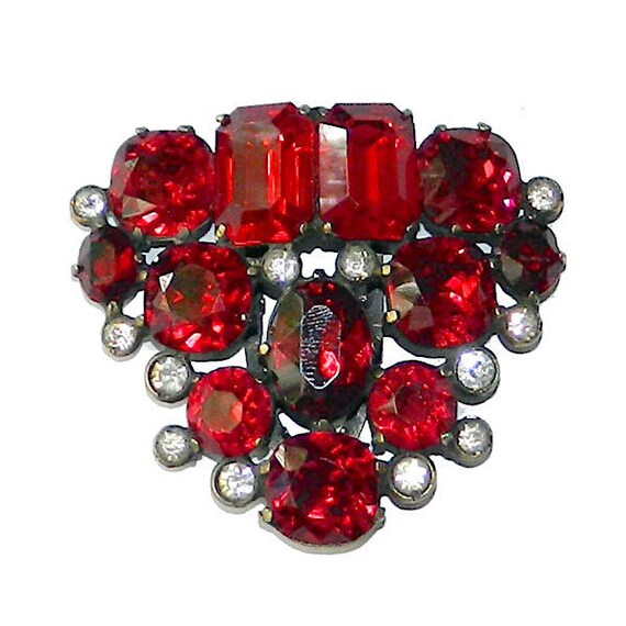 Vintage 1940's Eisenberg Original Red Rhinestone D