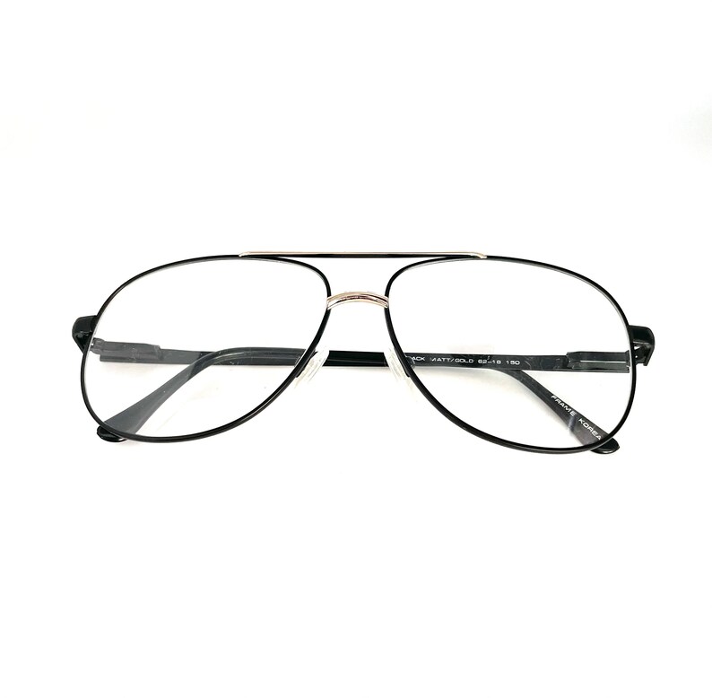 Vintage 1980s Black Aviator Style Eyeglasses Never Worn Large image 8