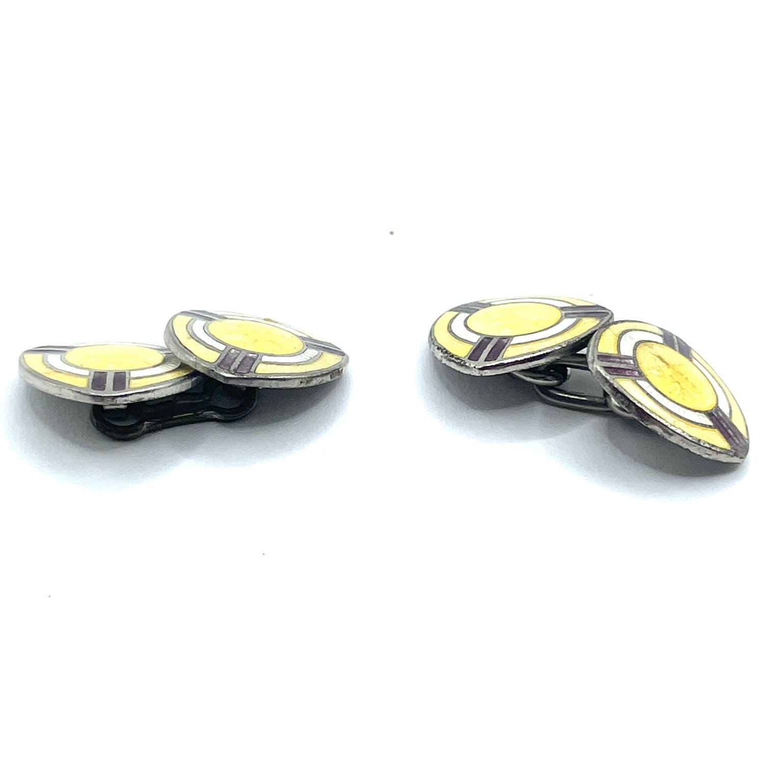 Boutons De Manchette Anciens Art Déco En Or Jaune 13 Carats - Initiales JLS, Gravés, Années 1920