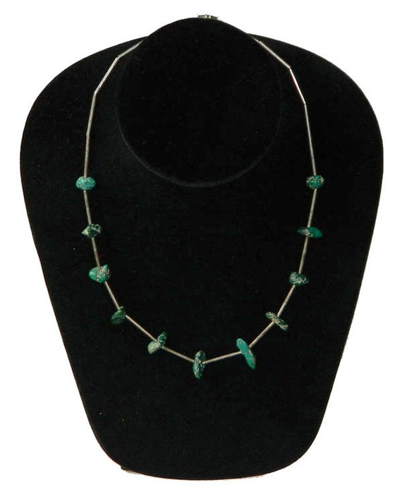 Vintage 1970s Silver Turquoise Bead Necklace - image 4