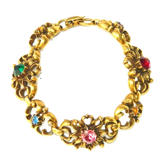 Vintage 1950s Coro Rhinestone Vine Bracelet - image 1