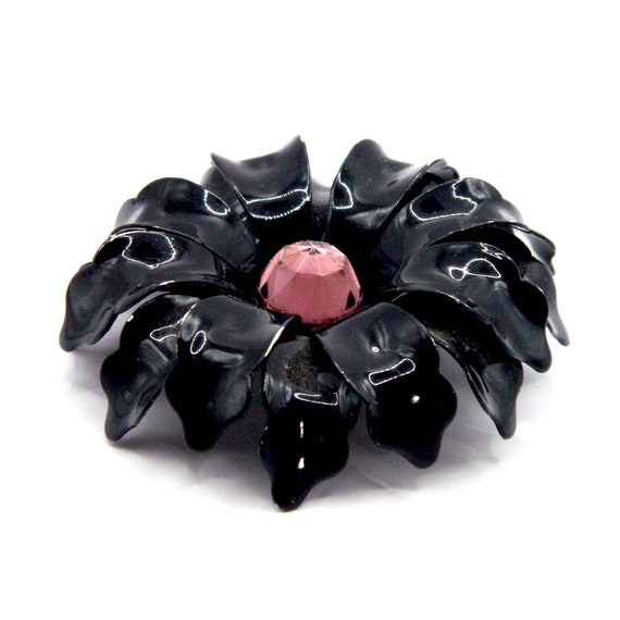 Vintage 1960s Enameled Flower Brooch - image 5