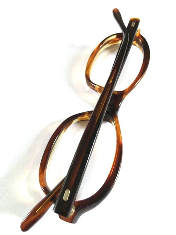 Vintage 1960s Mod Amber Eyeglass Frames Never Used - image 5