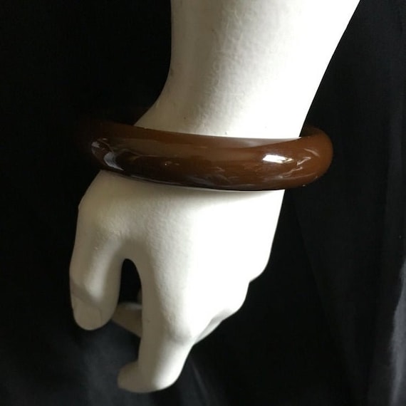 Vintage Bakelite Bangle Bracelet 1940s Chocolate … - image 3