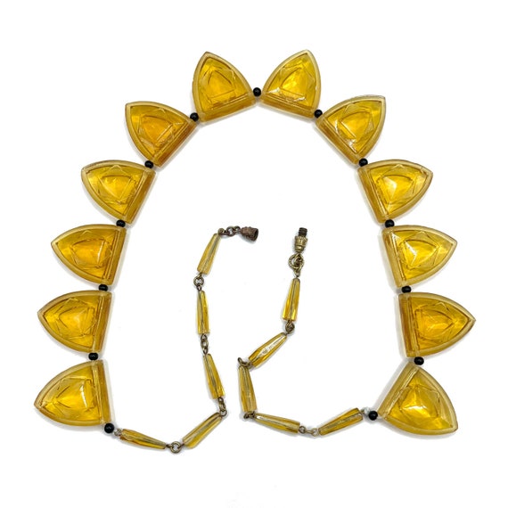 Vintage 1920s Art Deco Necklace Yellow Shields Cz… - image 9