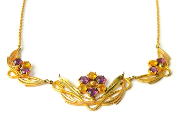 Vintage 1940s Gold Filled Art Nouveau Necklace - image 9
