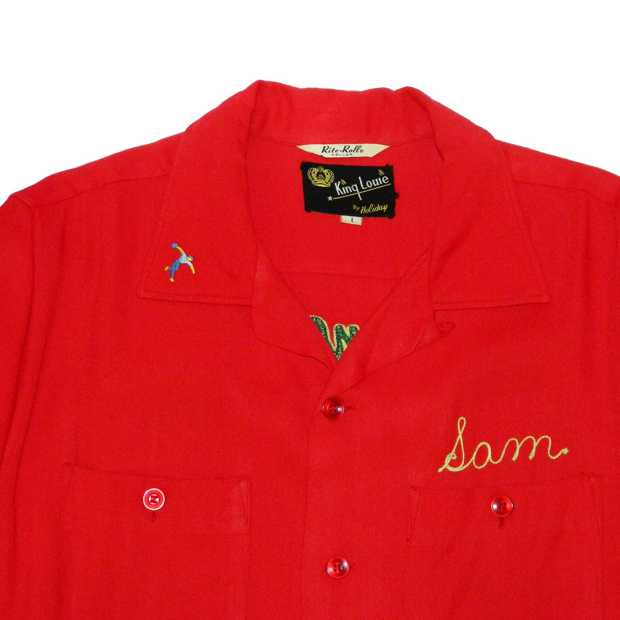 ウェア・シャツ 60's vintage king louie bowling shirt XL Vintage King Louie Red White XL XLARGE Collared Short Slv