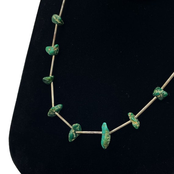Vintage 1970s Silver Turquoise Bead Necklace - image 7