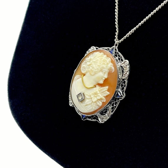 Vintage 1920s Italian Shell Cameo Pendant Necklace - image 6