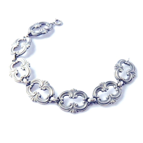 Vintage Art Nouveau Sterling Silver Bracelet - image 4