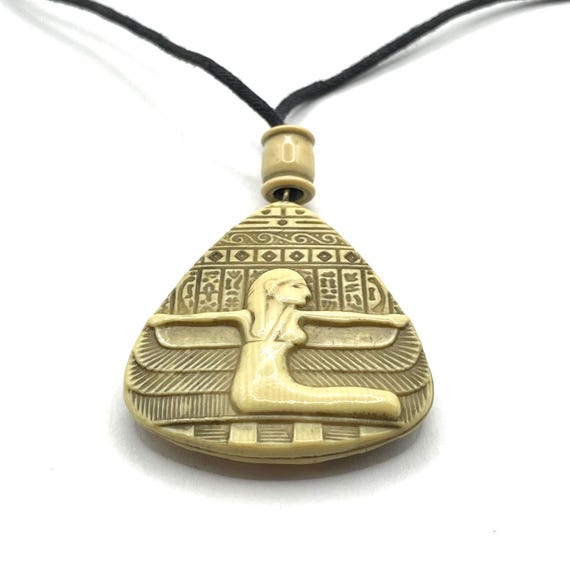 Vintage Celluloid Egyptian Pendant Necklace - image 8