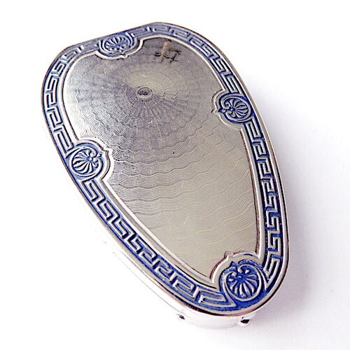 Vintage 1920s shops Enameled Compact with Guilloche Engraving