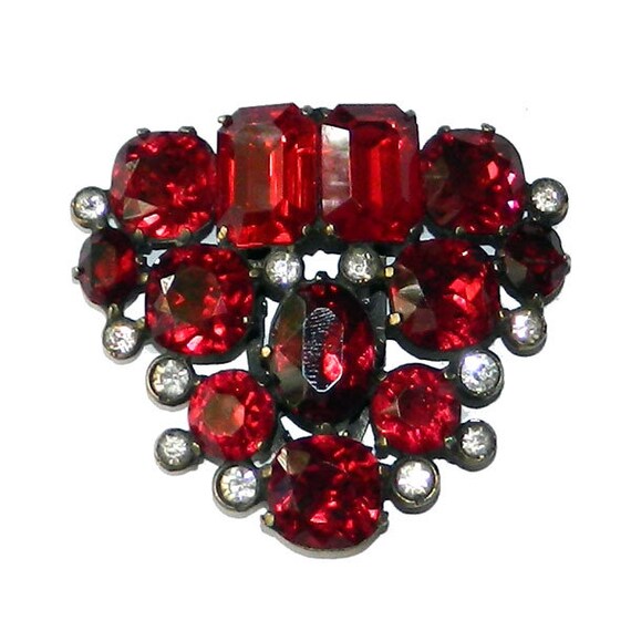 Vintage 1940's Eisenberg Original Red Rhinestone D
