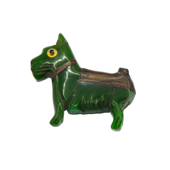 ヴィンテージのベークライトとローズウッド製の犬のブローチ - Etsy 日本