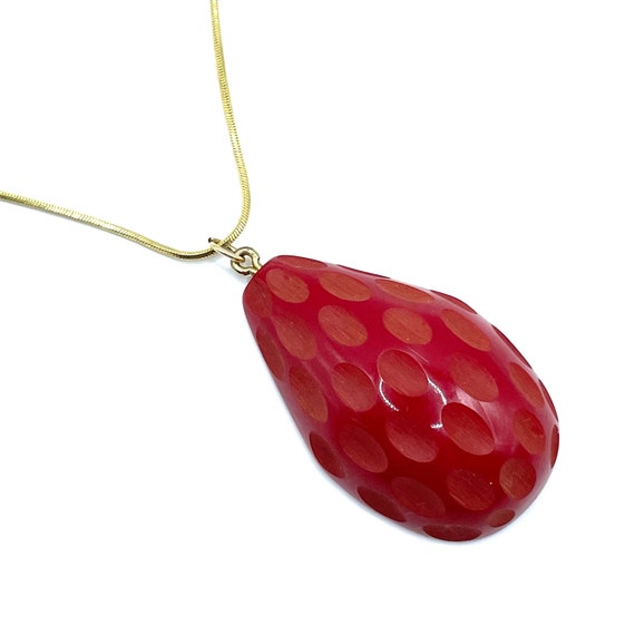 Vintage Red Bakelite Pendant Necklace - image 2