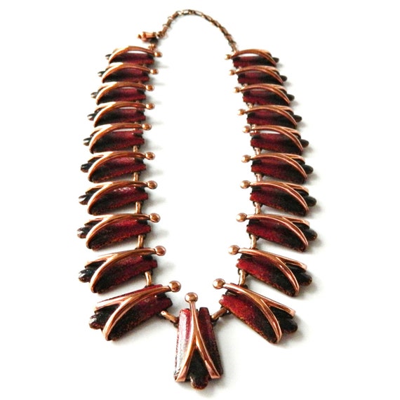 Vintage 1950s Matisse Enameled Copper Necklace an… - image 7