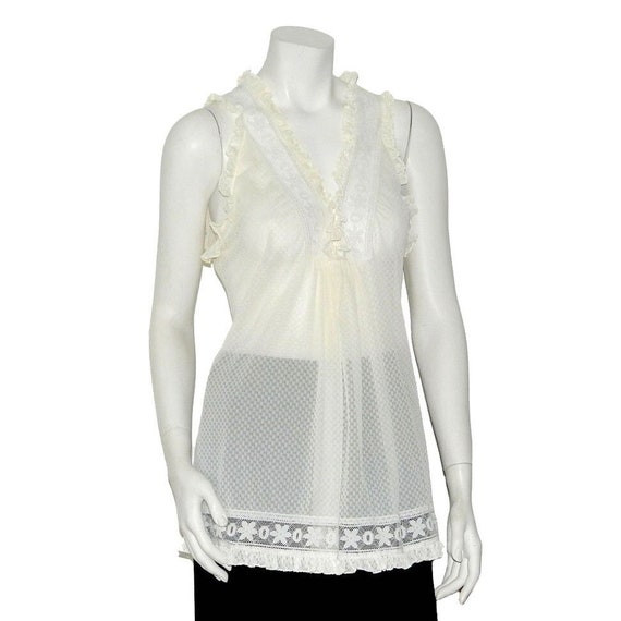 Vintage Sleeveless Blouse Trimmed in Lace - image 1