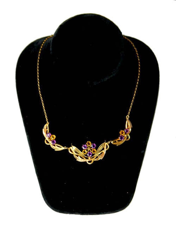 Vintage 1940s Gold Filled Art Nouveau Necklace - image 6