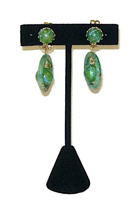 Vintage Mid Century Modern Glitter Drop Earrings - image 3