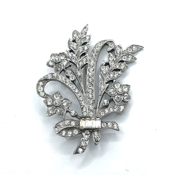 Vintage 1940s Sterling Silver Art Deco Rhinestone… - image 10