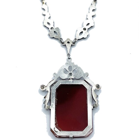 Vintage 1920s Art Deco Pendant Necklace Carnelian… - image 10