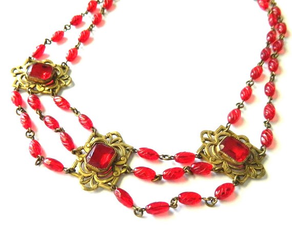 Antique Art Nouveau Beaded Necklace - image 3