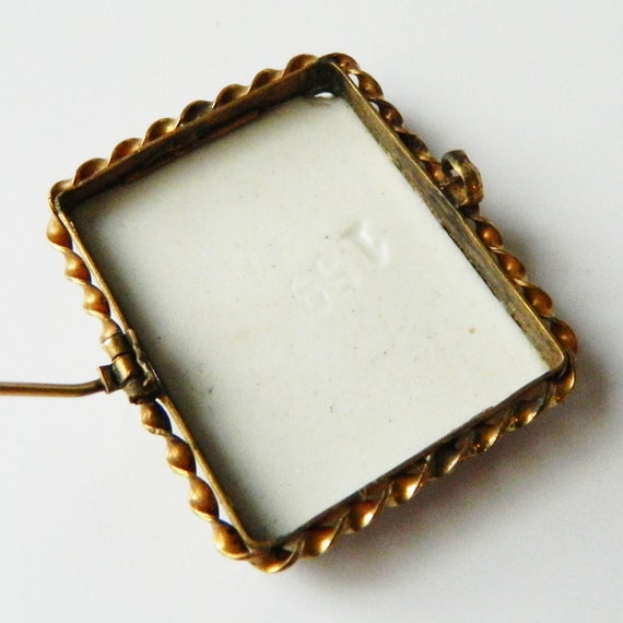 Antique Ceramic Cameo Brooch - image 4