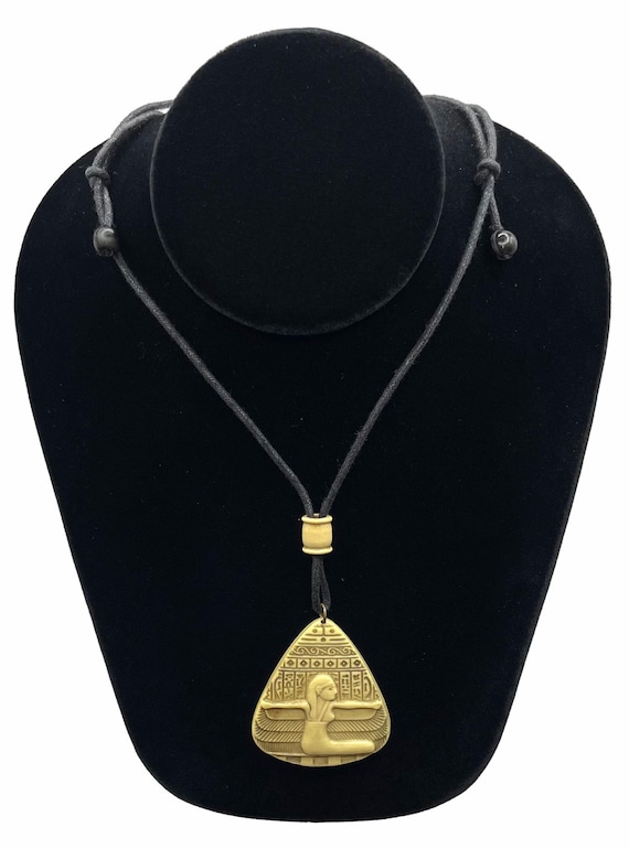 Vintage Celluloid Egyptian Pendant Necklace - image 2