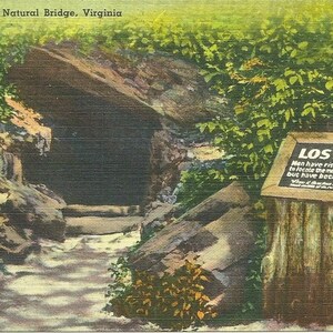 Vintage 1930er Jahre Virginia Postkarte Lost River bei Natürlicher Brücke der Jahre