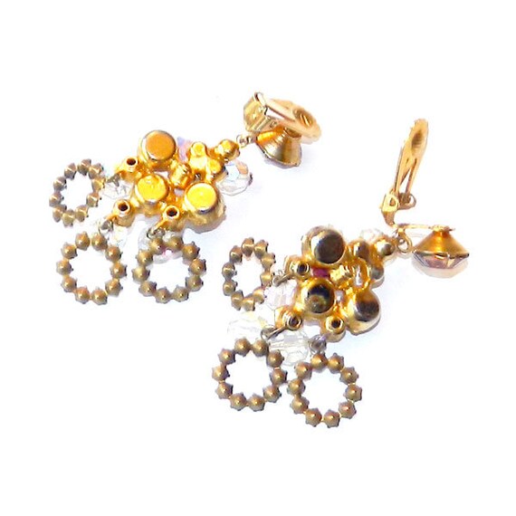 Vintage 1950s Amber Rhinestone and Aurora Boreali… - image 5