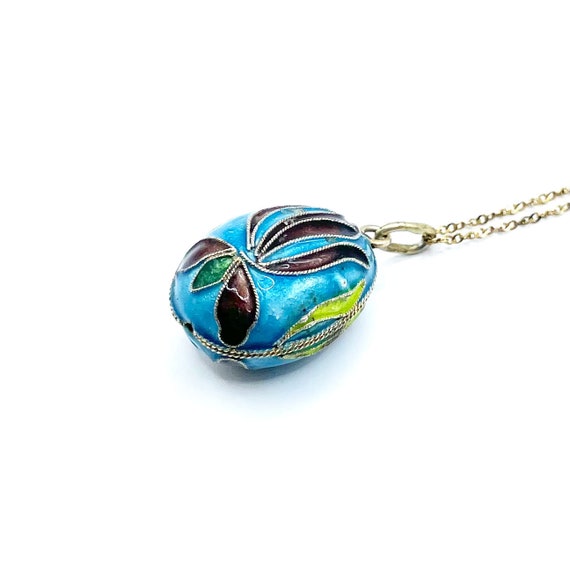 Vintage Sterling Enameled Pendant Necklace - image 9