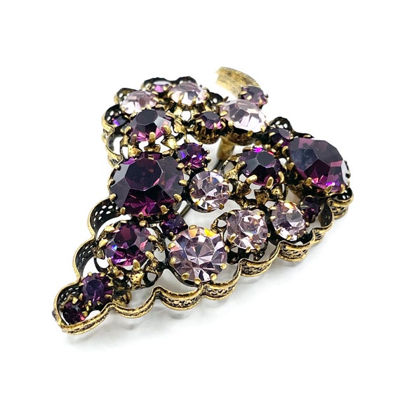 Vintage Austrian Crystal Grapes Brooch - image 9