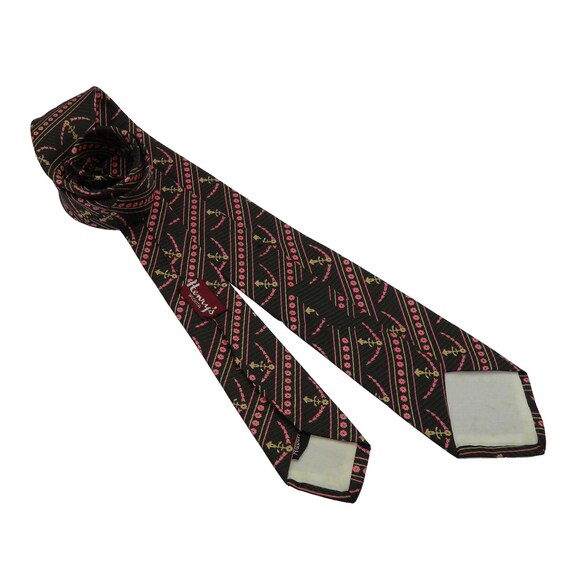 Vintage 1950s Pink and Black Silk Tie - image 5