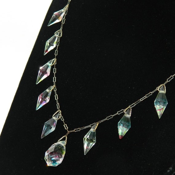 Vintage 1920s Art Deco Blue Crystal Necklace