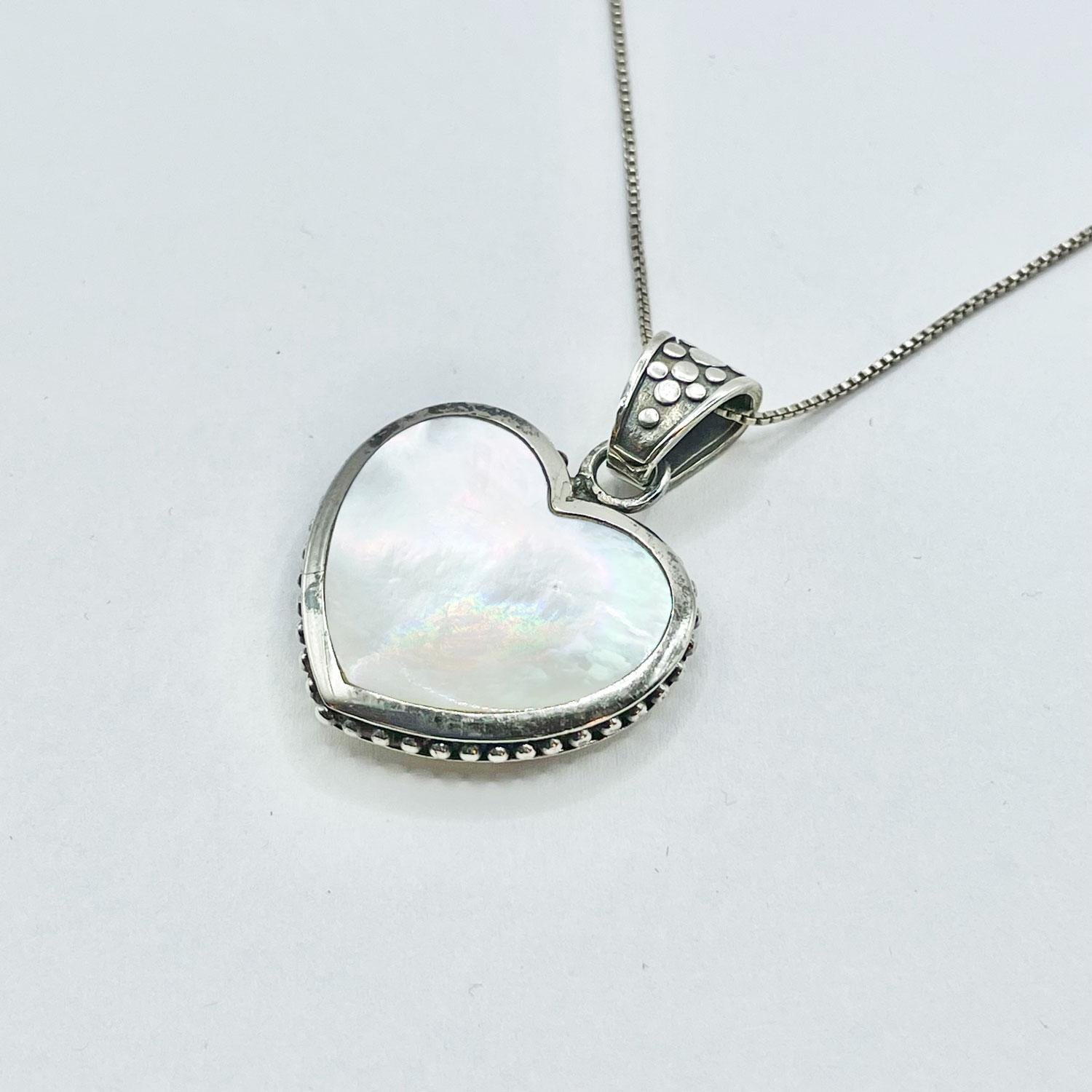 Italian Reversible Black Onyx Mother of Pearl Heart Pendant