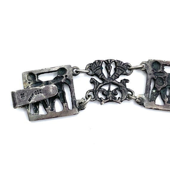 Antique Italian Sterling Silver Bracelet with Che… - image 9