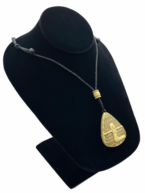 Vintage Celluloid Egyptian Pendant Necklace - image 4