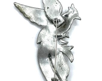 Broche Ancienne Années 30 — Trois Oiseaux Chantant En Résine Ivoire, Vintage !
