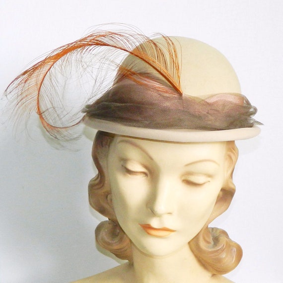 Vintage 1950s Feather Hat John Frederics - image 2