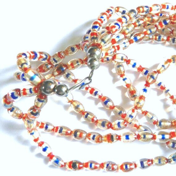 Vintage Multi Strand Glass Beaded Necklace - image 4