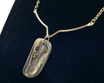 Vintage Abalone Mother of Pearl Pendant Necklace by Park Lane